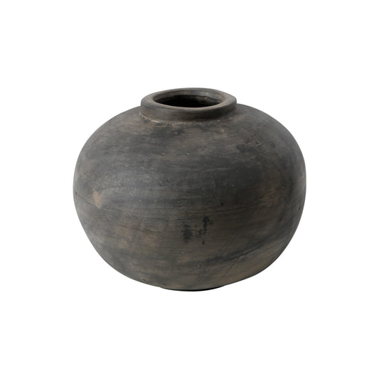 Artissance Earthy Gray Round Pottery Pot, 13.4 Inch Long