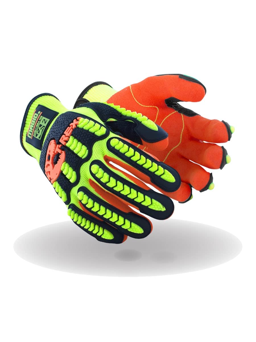 MAGID T-REX Flex Series Sandy Nitrile Coated Impact-Resistant Work Gloves, 48 Pairs, Size 9/Large, TRX500