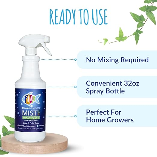 FOOP Mist - Organic Foliar Spray Made from Fish Manure (with Fresh Minty Scent) | Corrects & Prevents Plant Nutrient Deficiencies | Ready to Use, No Mixing Required (32oz, 2 Pack)