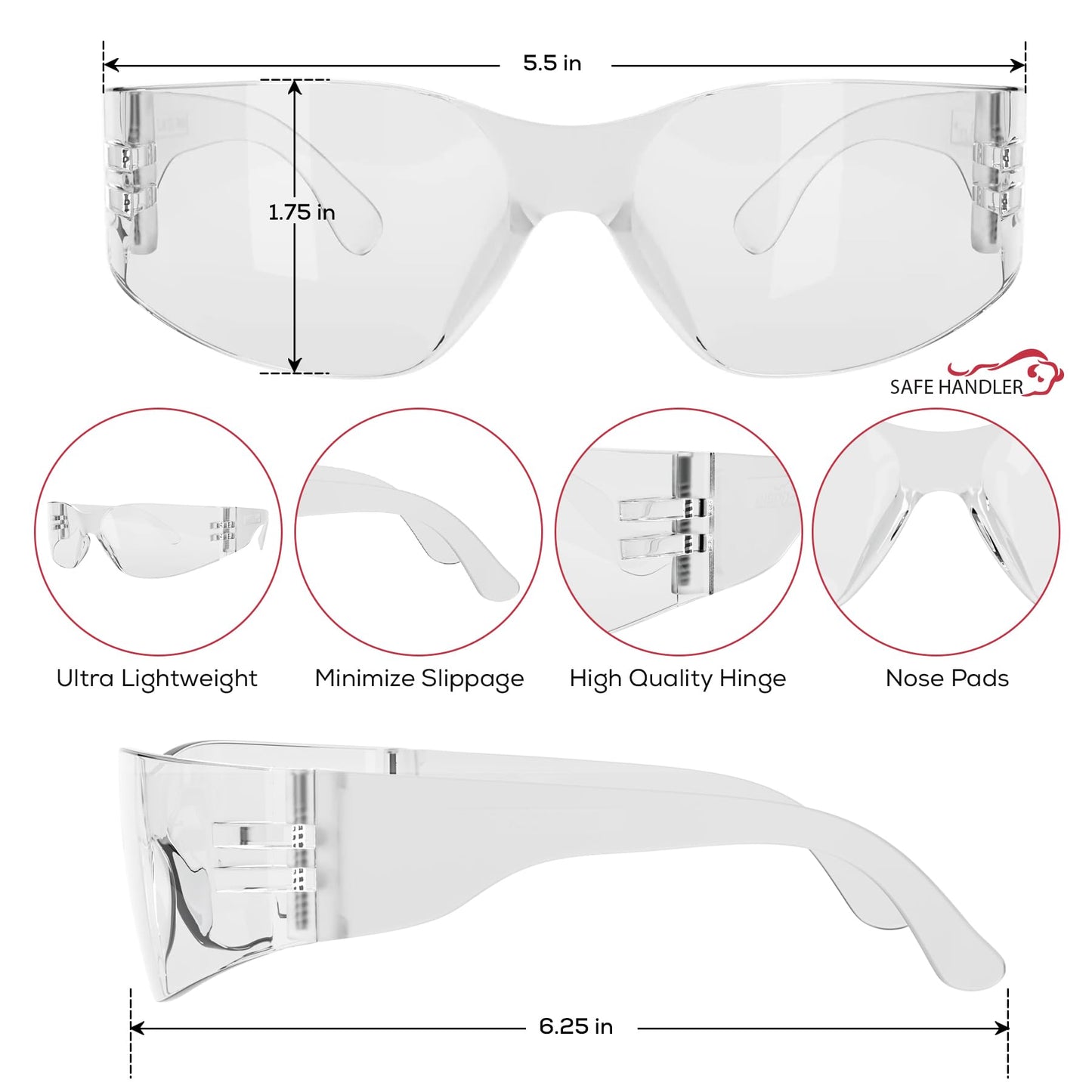 SAFE HANDLER Hyline Anti-Fog Full Color Safety Glasses Variety 144 Pack, Impact Resistant, Polycarbonate, Anti-Scratch
