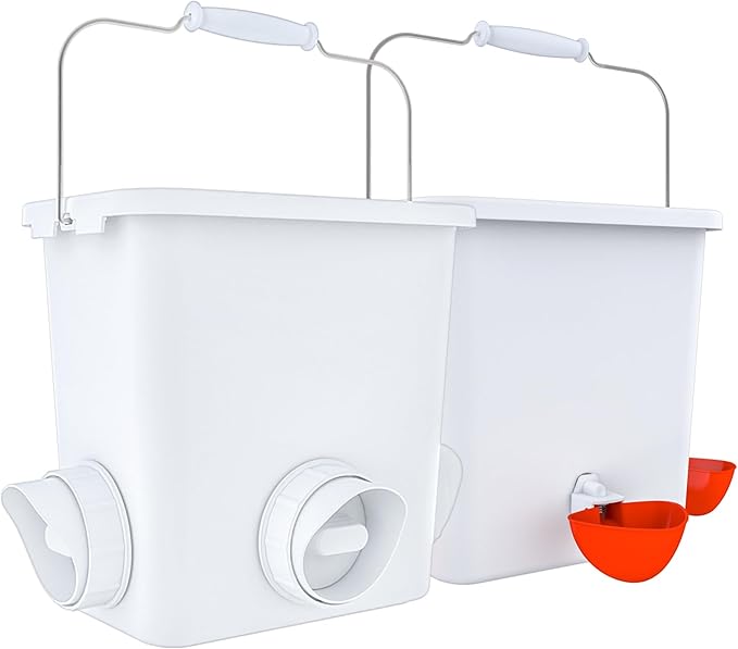 Large Automatic Chicken Feeder and Waterer Set Hanging Chicken Water Feeder Poultry Feed Bucket