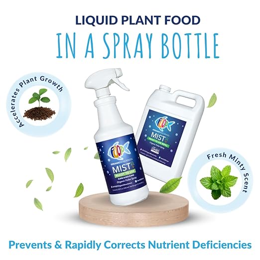 FOOP Mist Pack - Organic Foliar Spray Made from Fish Manure (with Fresh Minty Scent) | Corrects Plant Nutrient Deficiencies | Ready to Use, No Mixing Required (32oz Spray + 1G Refill)