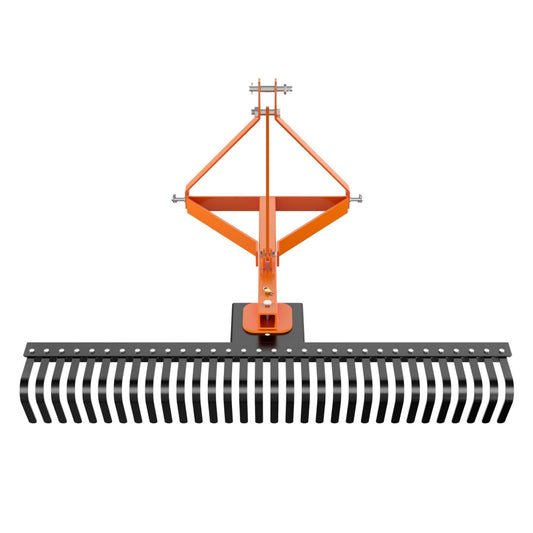 COZONY 3 Point 5FT Landscape Rake, 360 Degree Rotation 60" Rock Rake Fits for Category 1 Hookup, Tow-Behind Garden Tool, Orange