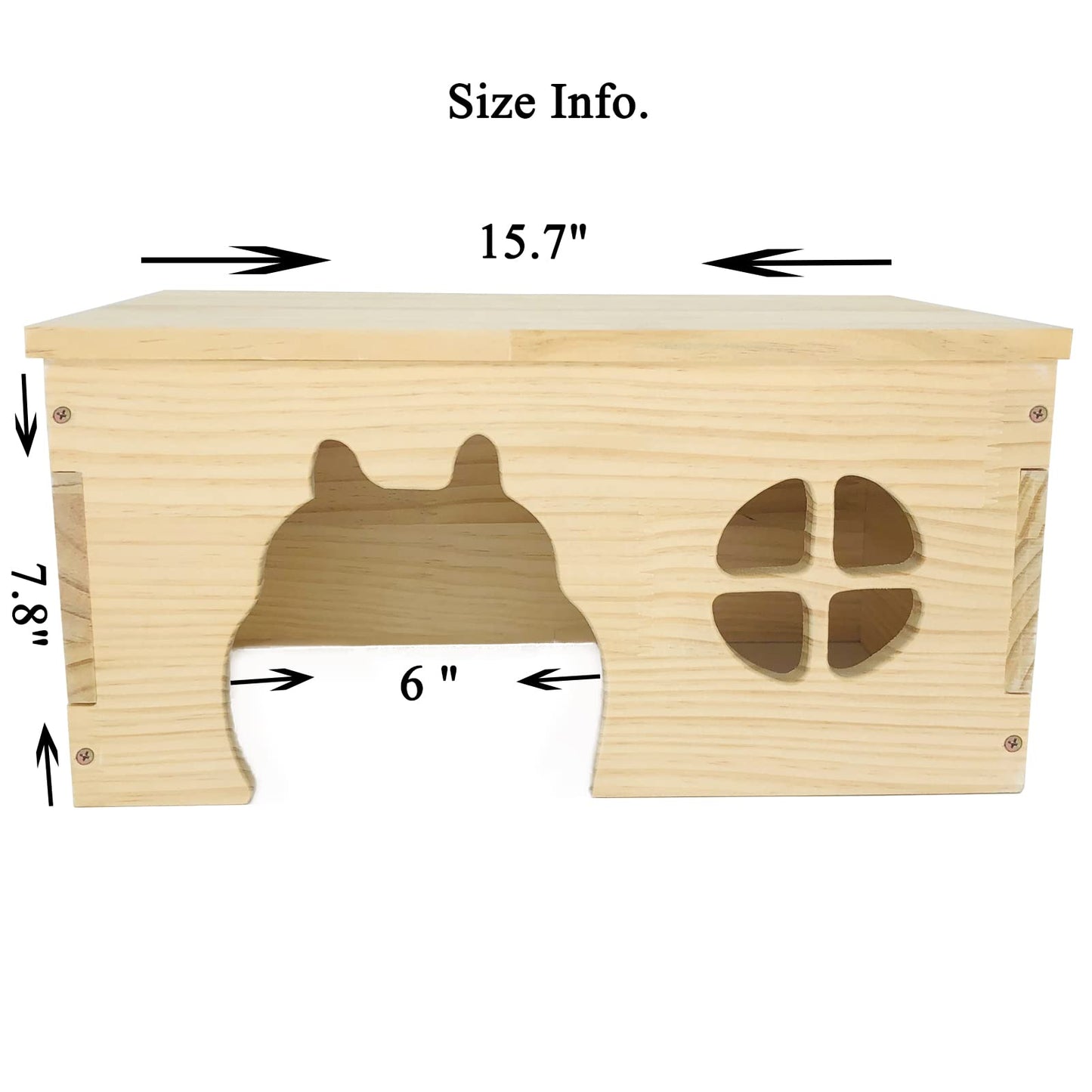 Wooden Guinea Pig Hideout, Chinchilla House, Baby Rabbit House, Dwarf Bunny Hut Hideout Wood, Small Animal Hideout for Rats, Hedgehog