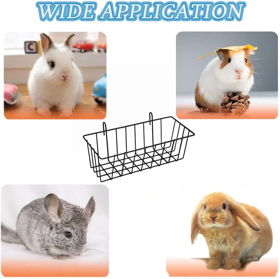 Wanaooya 6 Pcs Rabbit Hay Feeder,Metal Rabbit Hay Rack with Hooks,Heavy Duty Bunny Hay Feeder Rack for Rabbits,Guinea,Chinchilla,Small Animal Cage Accessories