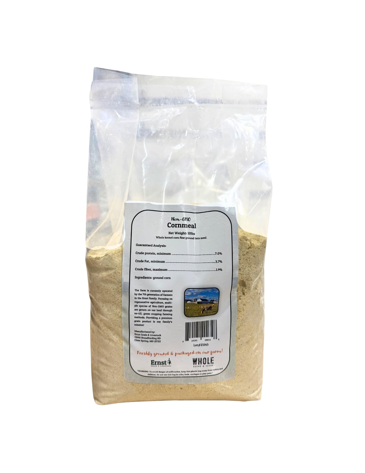 Ernst Grain & Livestock Non‑GMO Fine‑Ground Cornmeal – Premium Feed‑Grade 10 lb (160 oz) Portable Bag – All‑Natural, Unprocessed Grain Meal for Poultry, Livestock & Small Animals