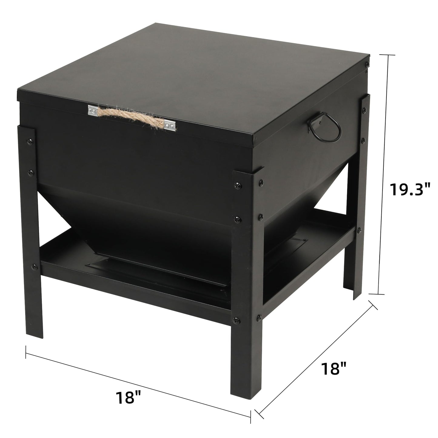 Solution4Patio All Metal Chicken Feeding Box 80 lbs Large Capacity Portable, Waterproof Lid, Hens and Roosters, No Waste Coop Poultry, Galvanized Steel Feeder Standing for Chickens