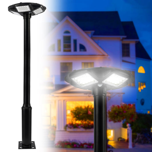 HCOOR Solar Lamp Post Light with 98 inch Pole IP67 Waterproof Outdoor Post Lamp Auto Dusk to Dawn Landscape Path Lights with Remote for Lawn Pathway Driveway Yard