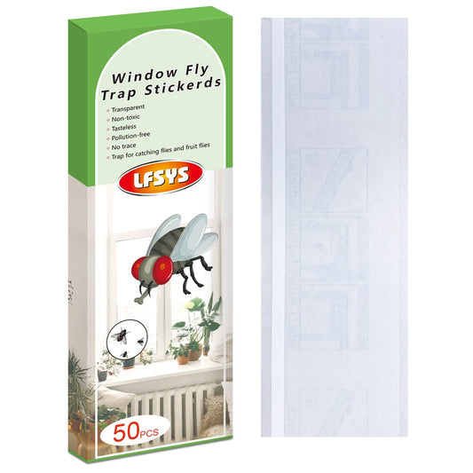 LFSYS 50 Pack Window Fly Trap, Fruit Fly Traps for Indoors, Fly Paper Sticky Strips, Fly Traps for Indoors Clear