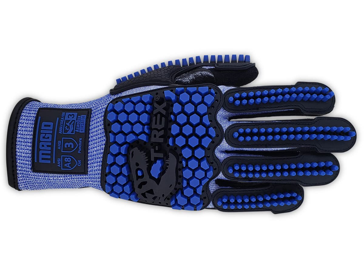 MAGID T-REX Flex Series Extremely Lightweight AeroDex Technology VersaTek Grip Palm Coated Impact 3 Glove – Size 11/XXL–ANSI Level A8–24 Pairs