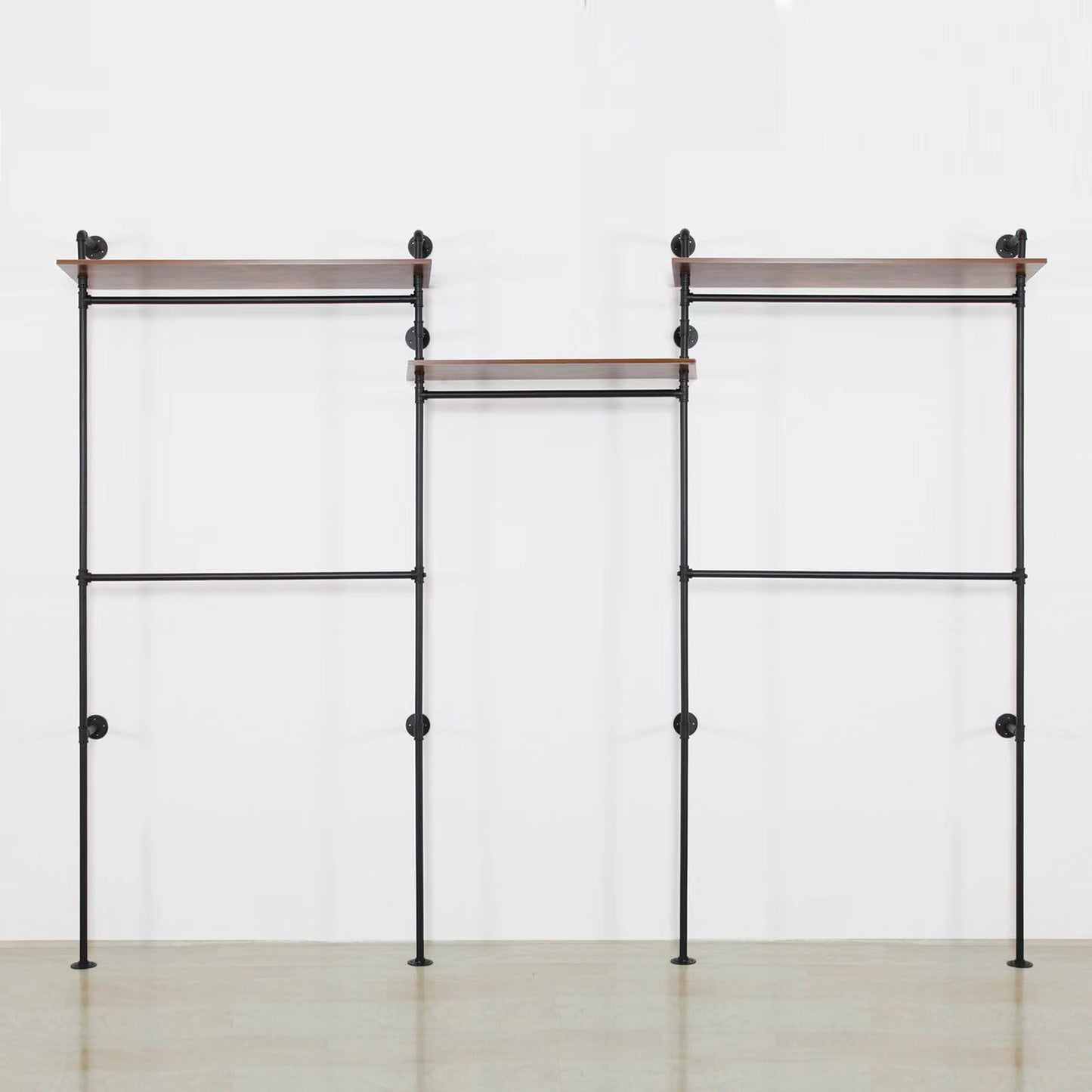 EDCB Industrial Iron Pipe Clothing Rack, 40inch Black Vintage Retro Shelving Wall Mounted DIY Garment Rack Rustic Farmhouse Kitchen Storage