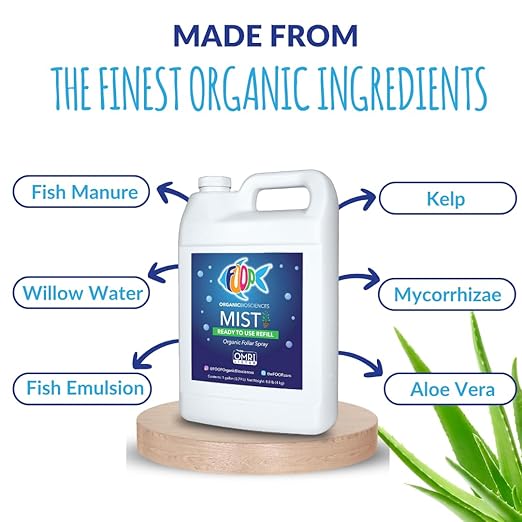 FOOP Mist (Refill) - Organic Foliar Spray Made from Fish Manure (with Fresh Minty Scent) | Corrects & Prevents Plant Nutrient Deficiencies | Ready to Use, No Mixing Required (1 Gallon)
