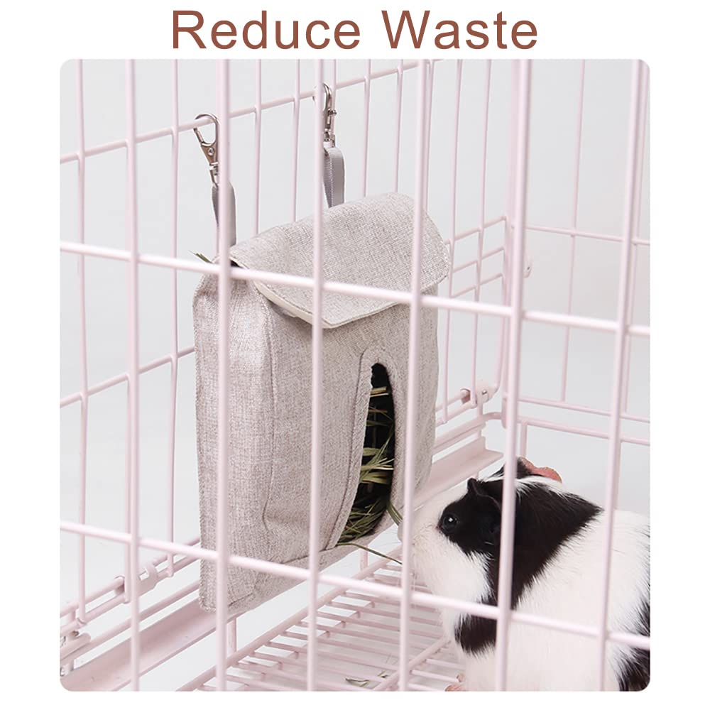 Rabbit Grey Sack Hay Bag Feeder Storage - Multipurpose for Chinchillas, Hamsters, Guinea Pigs & Small Animals