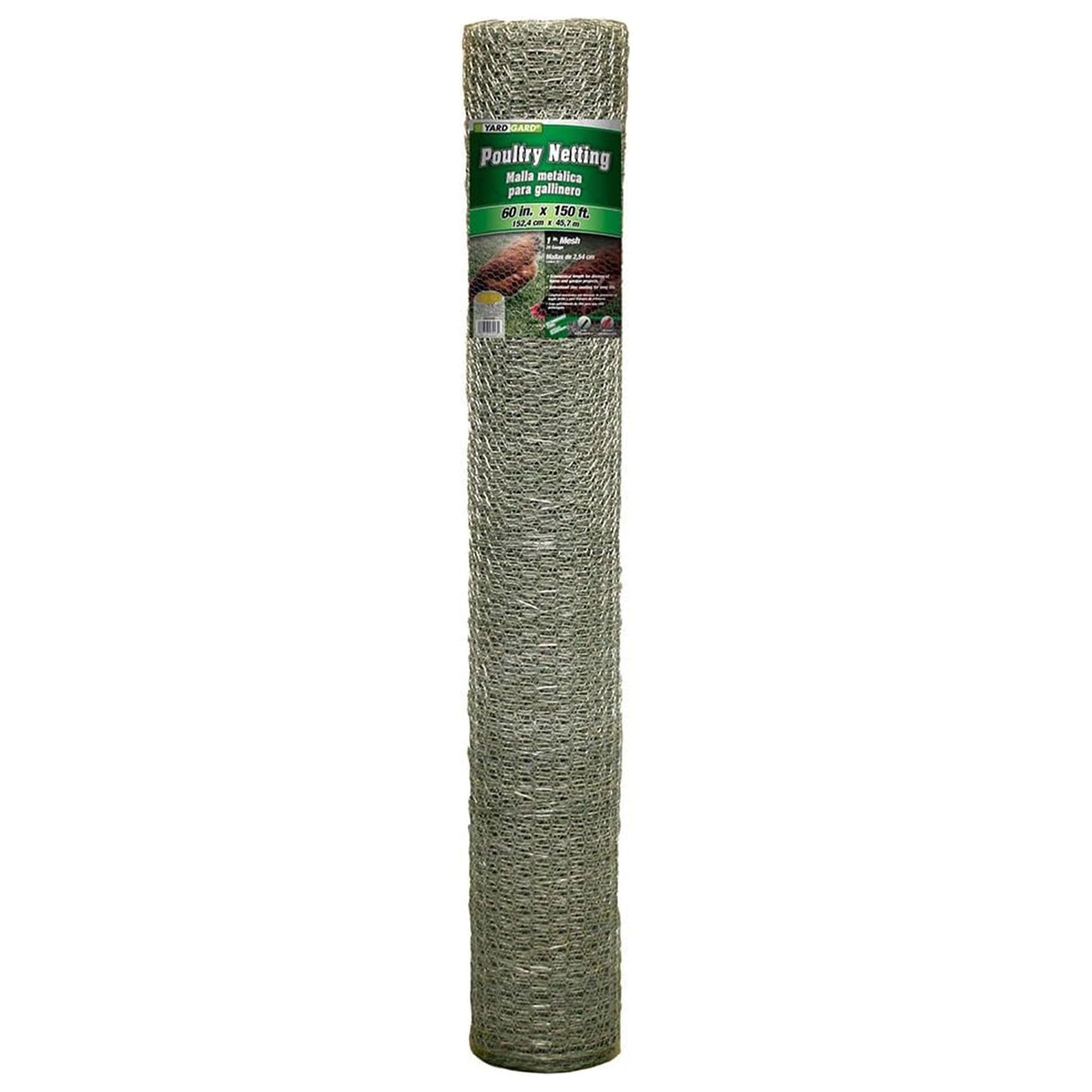 YARDGARD Chicken Wire 1 Inch Mesh 60 Inch X 150 Foot 20 Gauge Galvanized Steel Wire Fence Ideal for Crafting, Garden Protection, Bird Enclosures, Chicken Coops, Poultry Netting and Rabbit Fencing