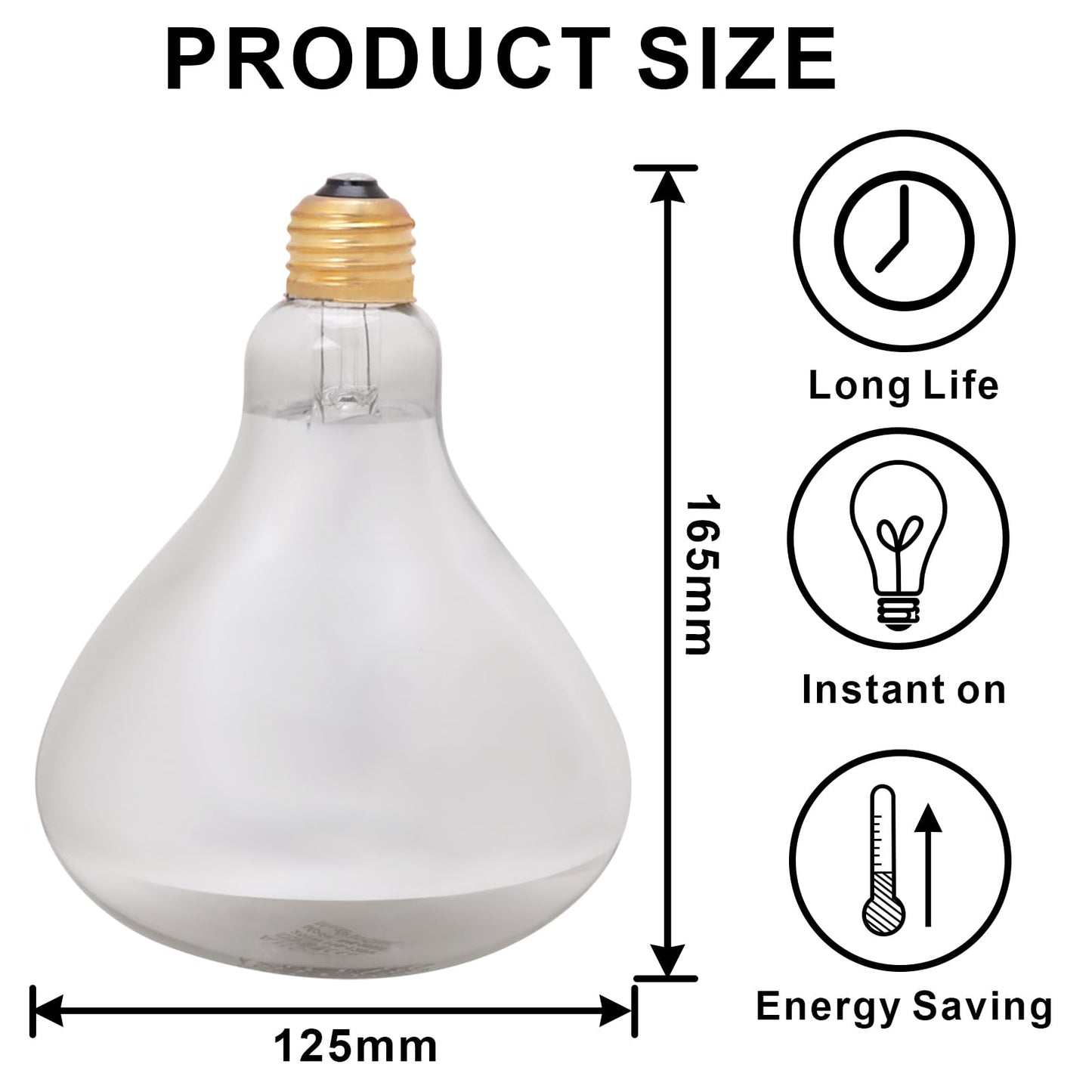 Aiicioo 250W R40 Clear Heat Lamp Bulb R40 Incandescent Heat lamp Bulb for Pets Flood Light Bulb for Chickens Clear Infrared Bath Light E26 Base 2 Pack