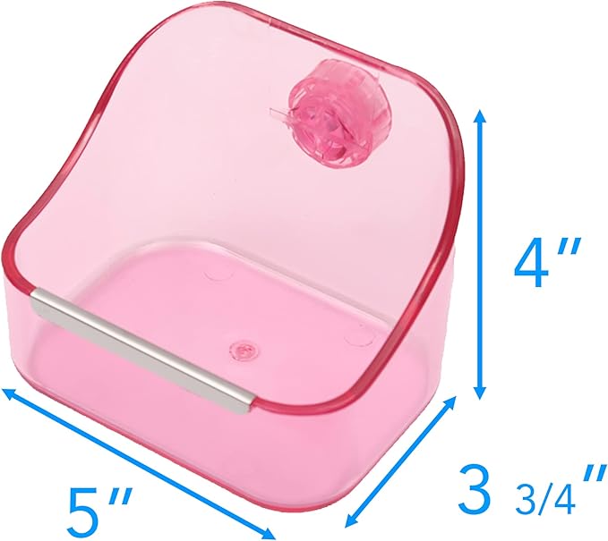 (2 Pack) 5" x 3 3/4" x 4" CalPalmy Pink Food and Water Bowl for Rabbit, Chinchilla, Guinea Pig - The Best Tip-Proof, Clip-On Food Dishes for Rabbits and Small Pets