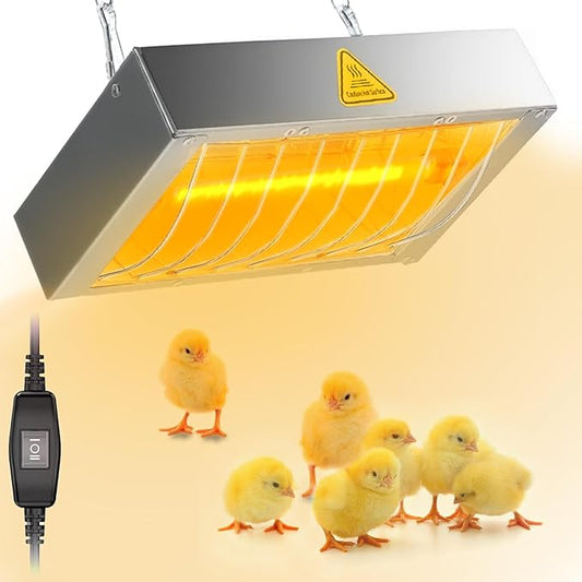 400W Chicken Coop Heater Lamp, Brooder Heat Lamp for Chickens, Adjustable Temp and Height, No Assembly Heater for Chicks Pets Livestock, 1 Pack