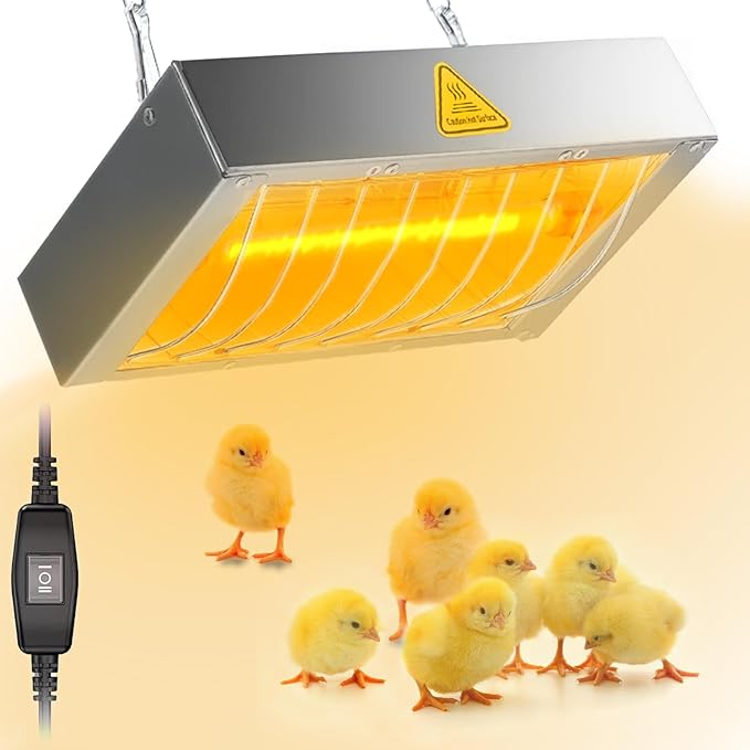 400W Chicken Coop Heater Lamp, Brooder Heat Lamp for Chickens, Adjustable Temp and Height, No Assembly Heater for Chicks Pets Livestock, 2 Pack