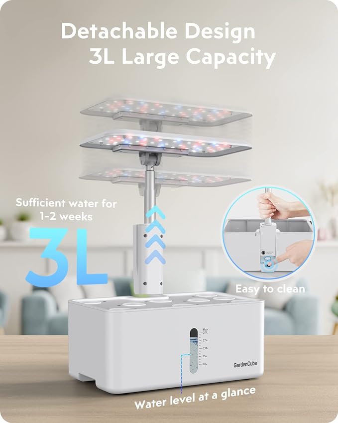 Hydroponics Growing System Kit: 8 Pods Indoor Herb Garden with LED Grow Light Quiet Smart Pump Automatic Timer Plants Germination Kit Height Adjustable - Gardening Gifts for Women Men