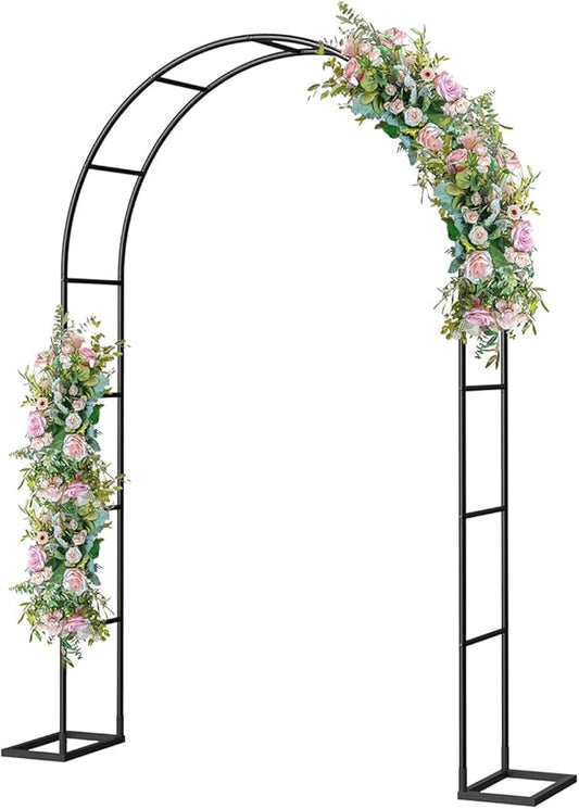 Metal Pergola Arbor with Base,4.6 Feet Wide x7.9 Feet High Easy to Assemble for Various Climbing Plant Wedding Garden Arch Arbor Bridal Party Decoration