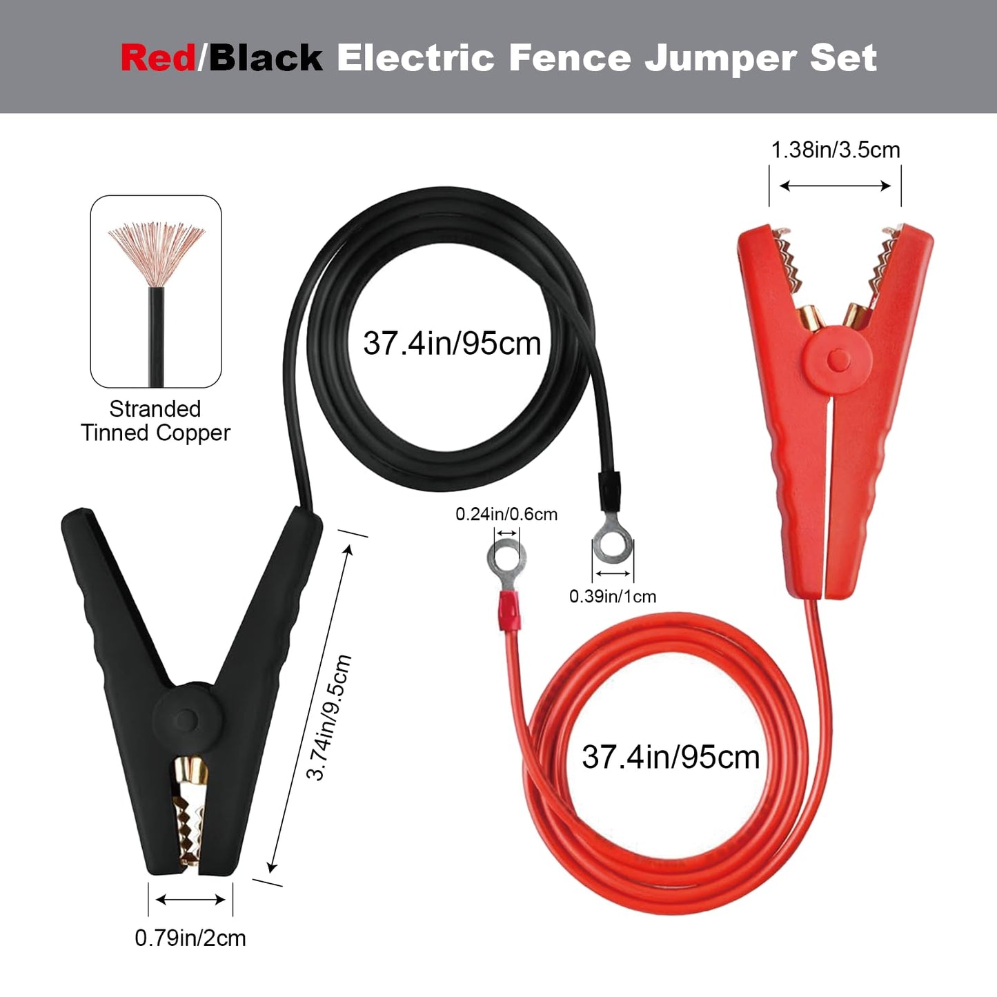 Atotalof Portable Ground Rod for Electric Fence, Includes Jumper Wires with Clips, Works with Solar Fence Charger, Energizer, Ideal for Farms, Yards & Garden Fencing
