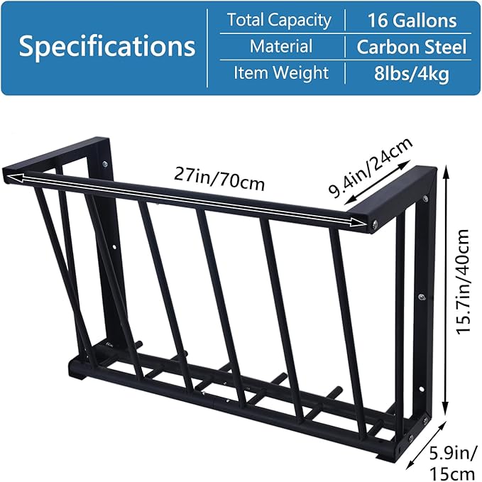 Wall Mount Hay Rack, 27'' Long Livestock Hay Feeder with 16 Gallon Capacity, Carbon Steel Hay Feeder for Sheep, Goats, Horses, Indoor Outdoor Uses