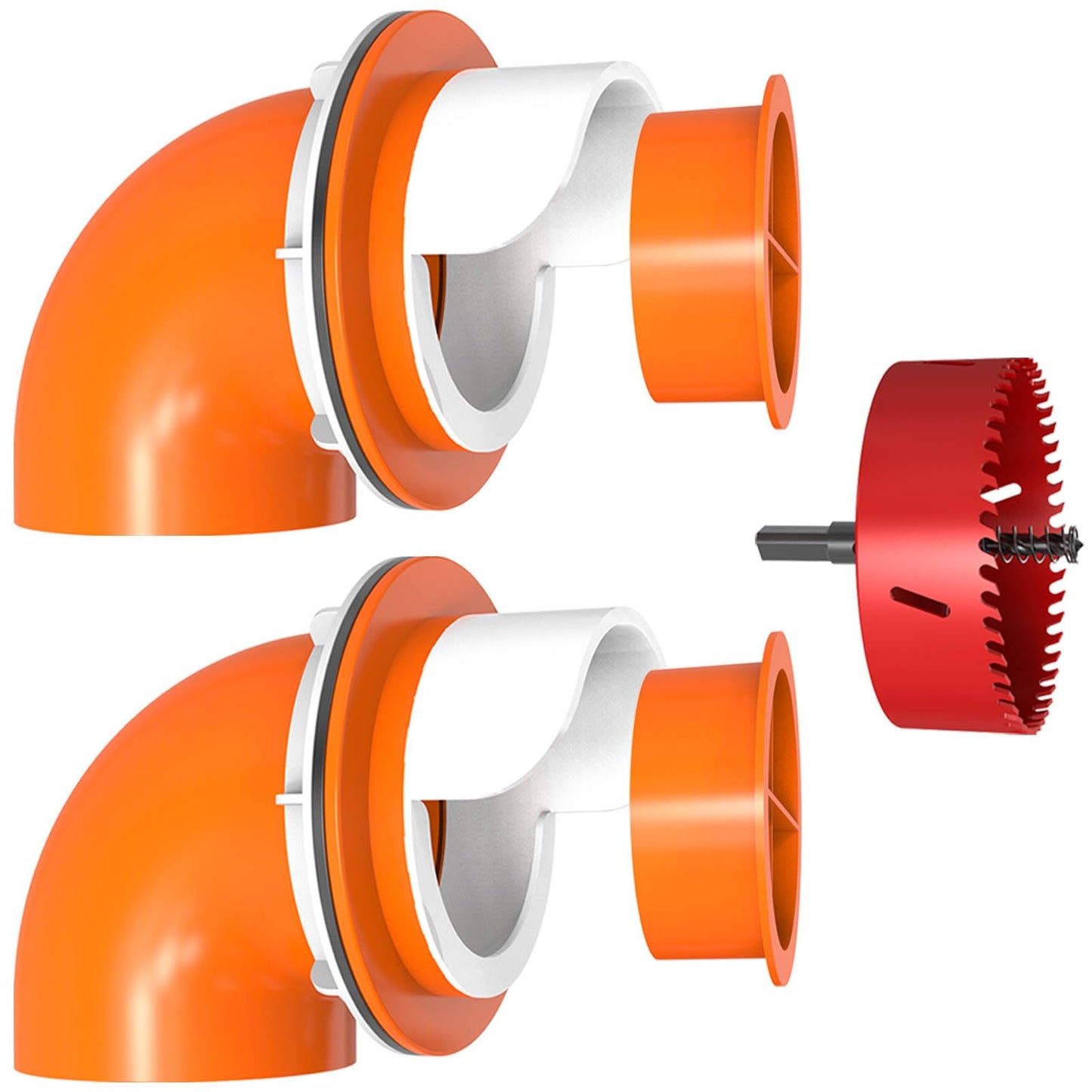 Large Chicken Feeder No Waste, DIY Automatic Chicken Feeder Port with Cover for Duck, Poultry(2 Pack with Caps & Hole Saw)