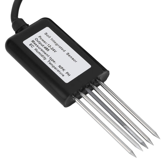 Soil Comprehensive Sensor Soil NPK Temperature and Humidity EC Sensor 5Pin Conductivity Detector Tester RS485 for Garden, Lawn, Plant Care, Farm and Indoor Outdoor Plants
