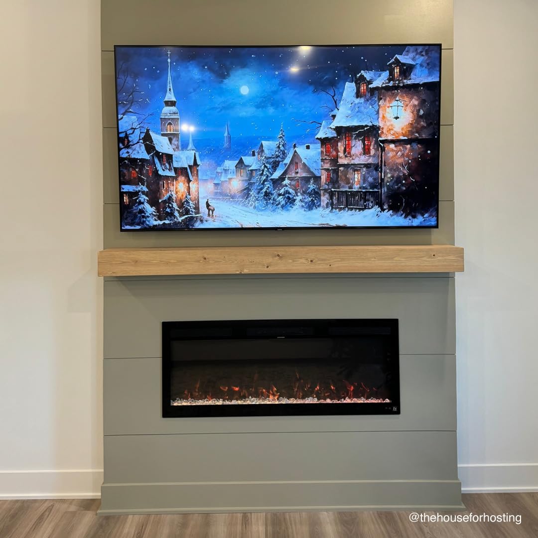 Touchstone Fireplace Mantel - 84" Wall-Mounted Mantel Shelf for Over Fireplace - Wood Handcrafted Floating Shelf - Rustic Farmhouse Mantles - Traditional Floating Mantle 84 X 8 X 4.75 - Unfinished