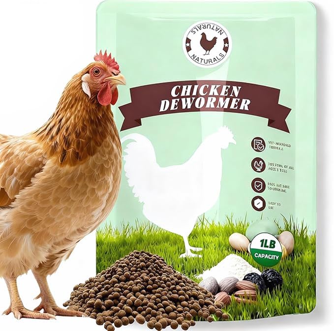 ZURPRISE Natural Chicken Dewormer Powder - Chili Flavor | All-Natural Poultry Worm Treatment for Hens & Birds | Easy-Mix Feed Supplement | Safe for Eggs | No Withdrawal (1LB Pouch)