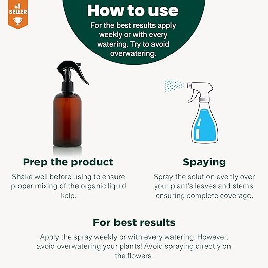 GARDENERA Professional Organic Liquid Kelp Spray for Citrus Trees Plants - 8 oz - Ready-to-Use Fully Organic Seaweed & Kelp Fertilizer Mist