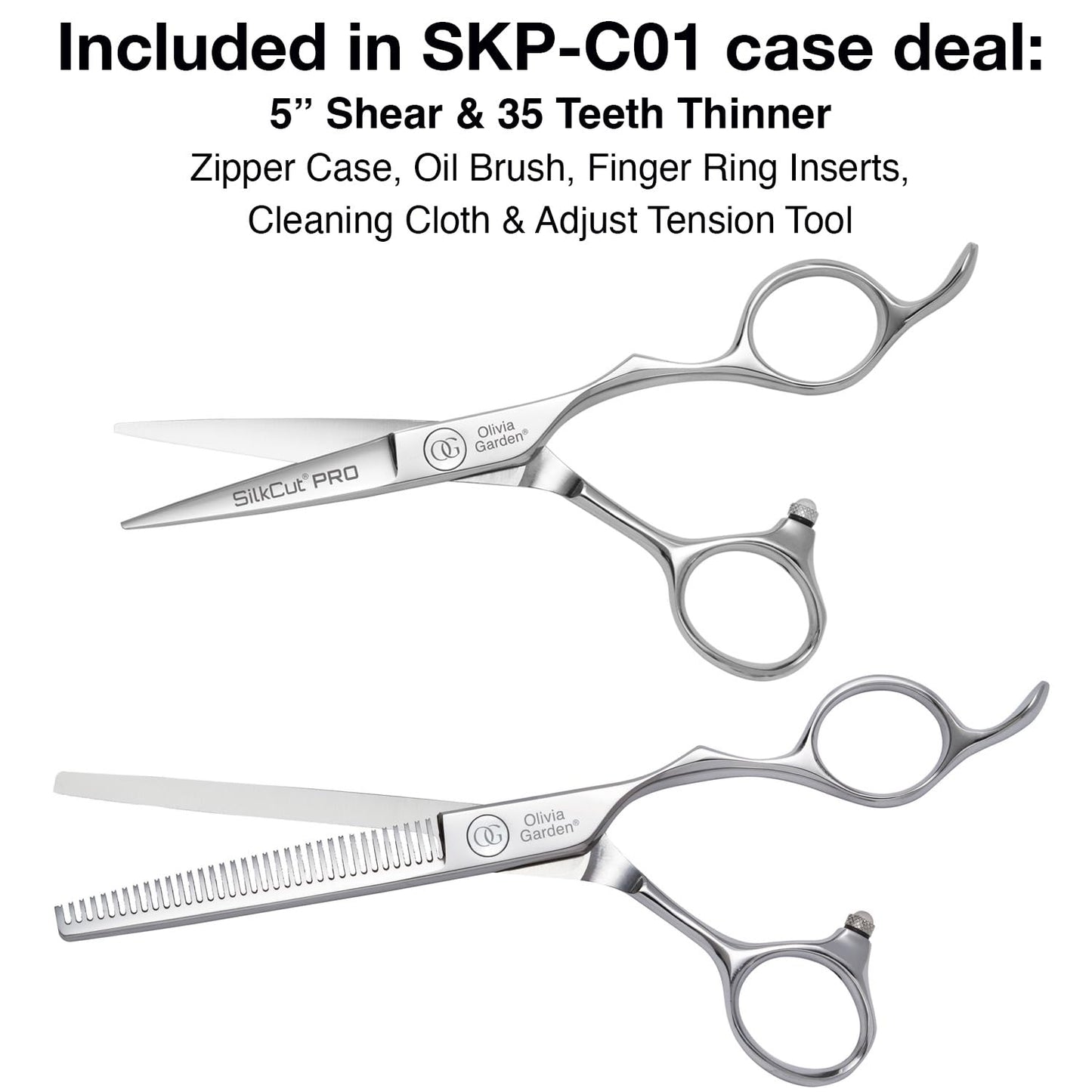 Olivia Garden SilkCutPro Shear and Thinner Zipper case deal (5" contains: SKP-50, SKP-T635)