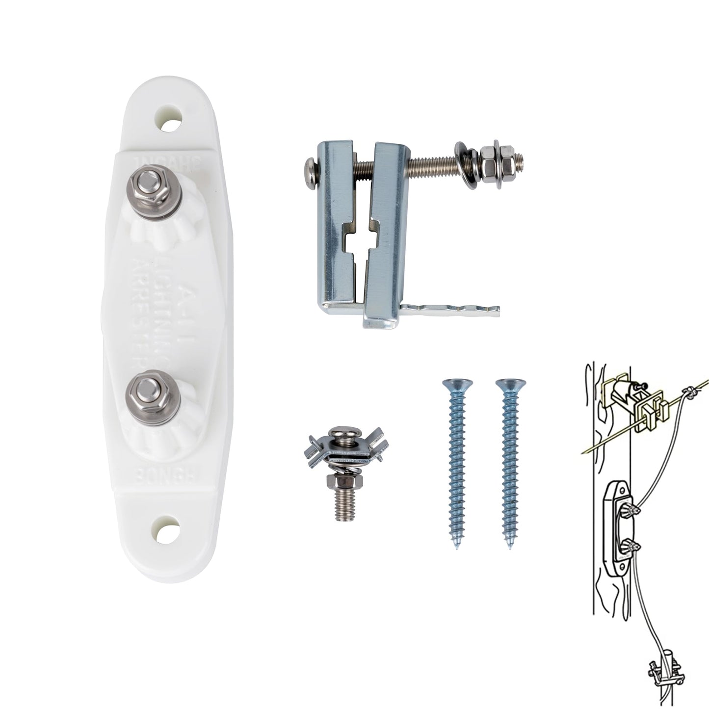 Lightning Arrestor Kit, Electric Fence Lightning Arrester Farm Lightning Arrester Animal Husbandry Electronic Fence Lightning Protection Device
