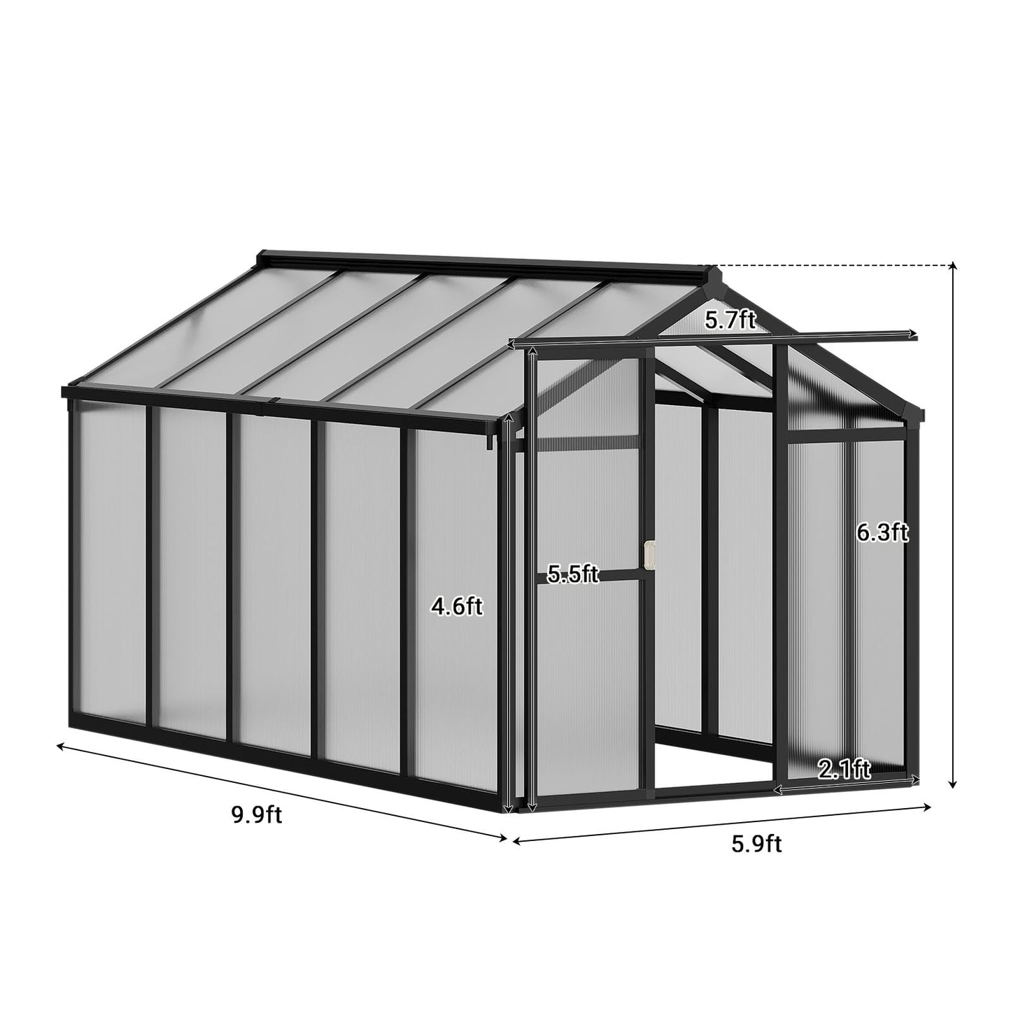 6x10 FT Greenhouse, Greenhouse for Outdoors, Polycarbonate Greenhouses with Quick Setup, Aluminum Frame and Roof Vent, Lockable Door for Backyard, Green Houses for Outside Garden Backyard, Patio