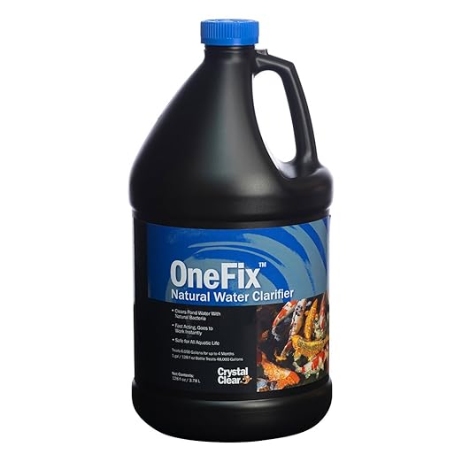 CrystalClear OneFix Beneficial Bio Clarifier Treatment for Clear Water Gardens, Small Outdoor Ponds & Fountains, Koi Fish, Plant & Pet Safe, 1 Gallon