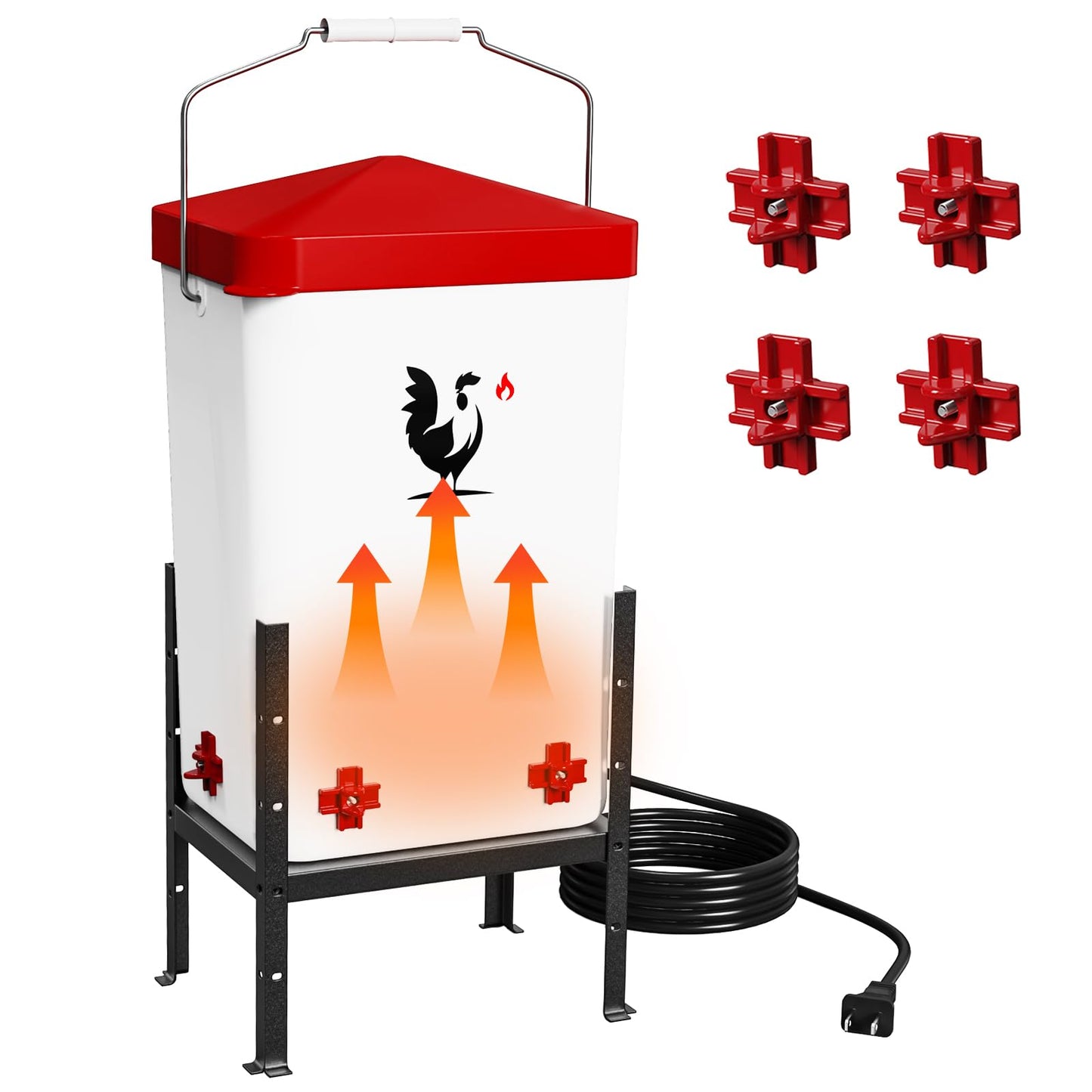 Heated Chicken Waterer, 3.2 Gallon Poultry Water Heater for Winter with 4 Horizontal Nipples, Thermostatically Controlled, 4 Adjustable Heights, Anti-Freezing Watering System for Coop Accessories