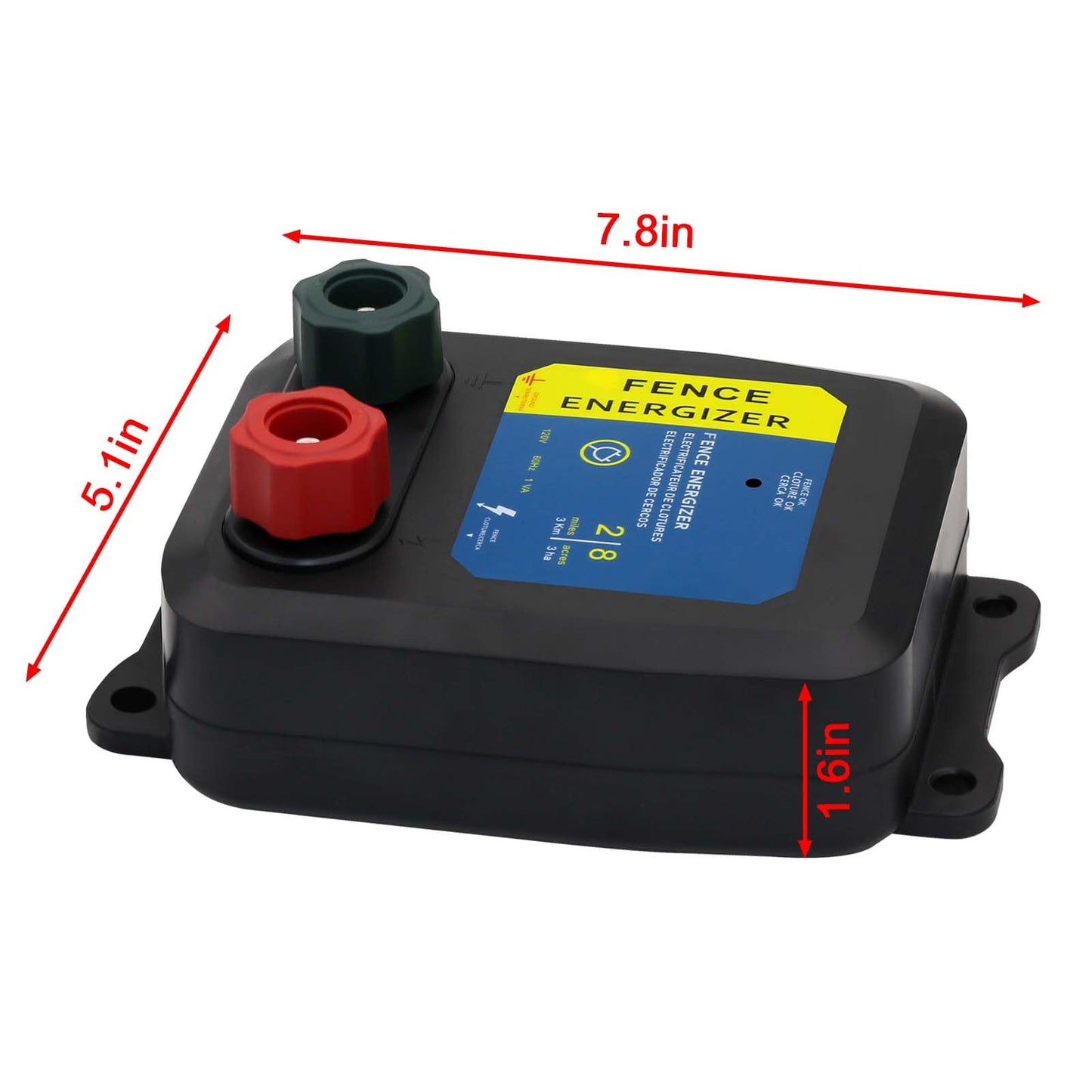 PE2 Electric Fence Charge Electric Fence Energizer, 2-Mile/ 8 Acres Electric Fence Charger,Livestock Fence Chargers for Containing Dogs, Livestock and Preventing Wild Animals Intruding
