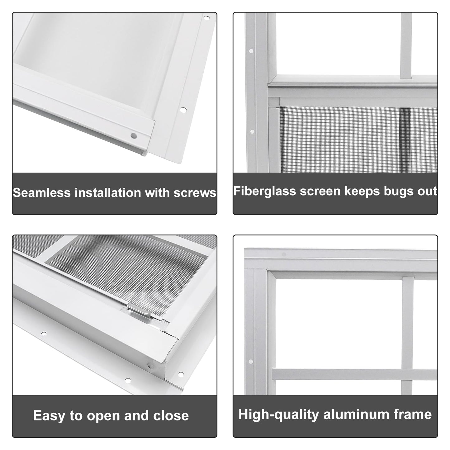 2 Pack Shed Window, 24" x 36" Flush Mount Window with Tempered Glass and Fiberglass Screen, Small Sliding Windows for Shed, Chicken Coop, Playhouse, Household, Garage, Barns, White