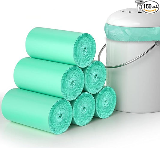 Compostable Trash Bags 1.2 Gallon 150 Packs,AYOTEE Small Compost Bags,Biodegradable Trash Bags Green Are Suitable For 1-2 Gallon And 4-8 Liter Small Trash bags can liner