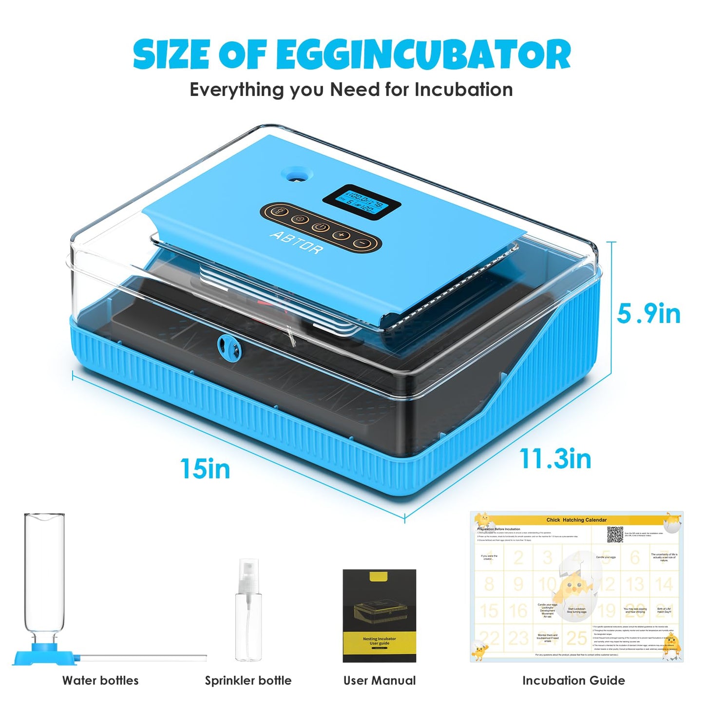25 Egg Incubator Digital Poultry Hatcher Machine with Automatic Egg Turning, incubators for Hatching Eggs, Temperature & Humidity Control, LED Screen, General Purpose Incubator