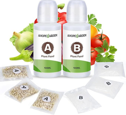 Ahopegarden 800ml A&B Hydroponic Nutrients: Hydroponic Plant Food for Aerogarden, Liquid Plant Food for Vegetables, Fruits, Flowers, ect - All-in-One Fertilizer Solution for Hydroponics Growing System