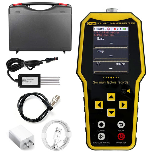 7 in 1 Soil Tester, Nitrogen Phosphorus Potassium NPK Tester, Handheld Soil PH Meter Kit, Temperature, Conductivity, Moisture, EC Meter for Petrochemical, Agriculture - Yellow