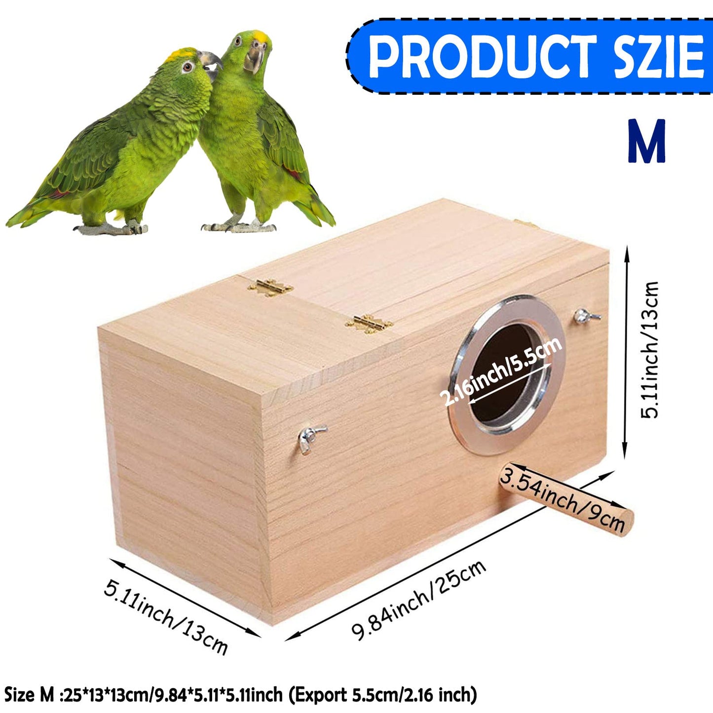 kathson Parakeet Nest Box Budgie Nesting House Cockatiel Breeding Parrots Mating Box for Lovebirds Small and Medium-Sized Birds（M）