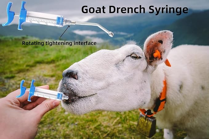 1 Pcs Goats Feed water filler, Drench Nozzle, Reusable, Adjustable Dosage, for Cattle, Sheep, Goats, Horse, Pig, Dog Supplies (Blue 20ml)