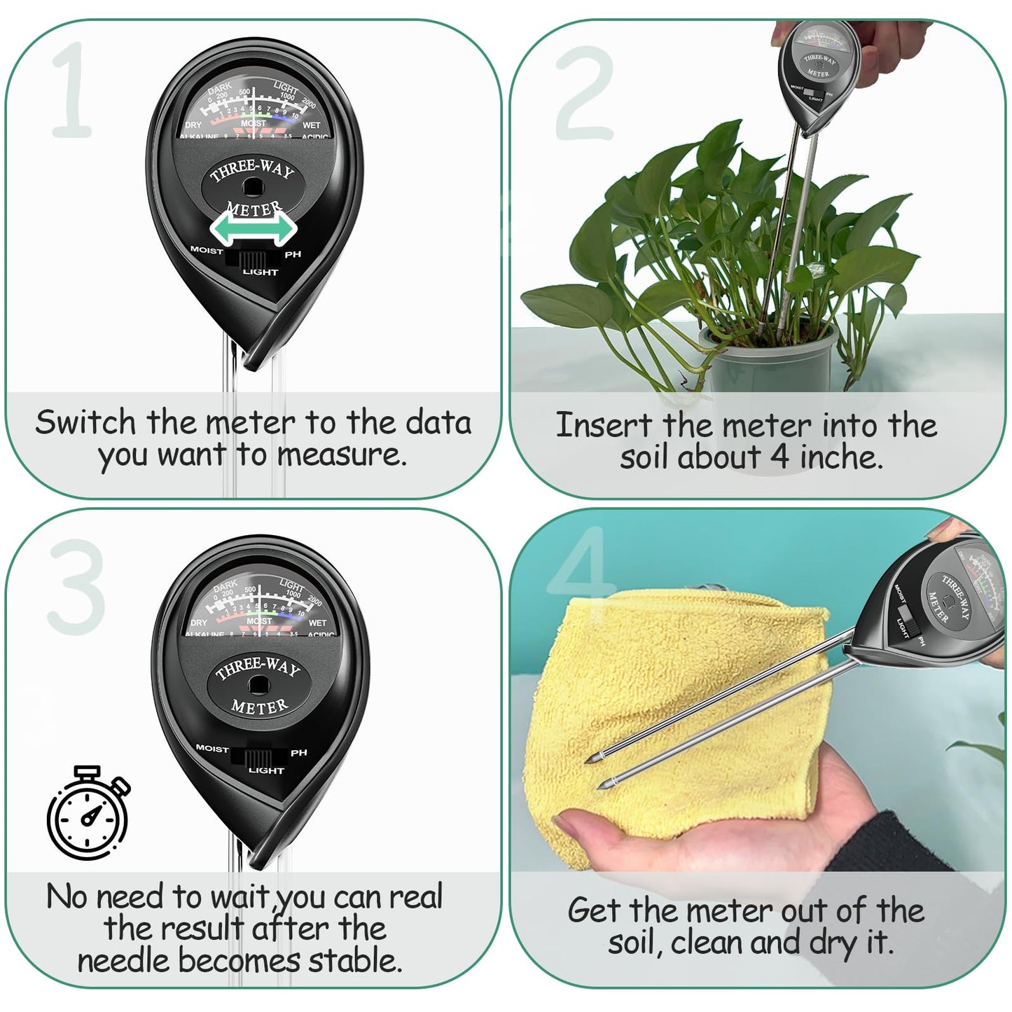 Walk-in Greenhouse+3-in-1 Plant Soil Tester