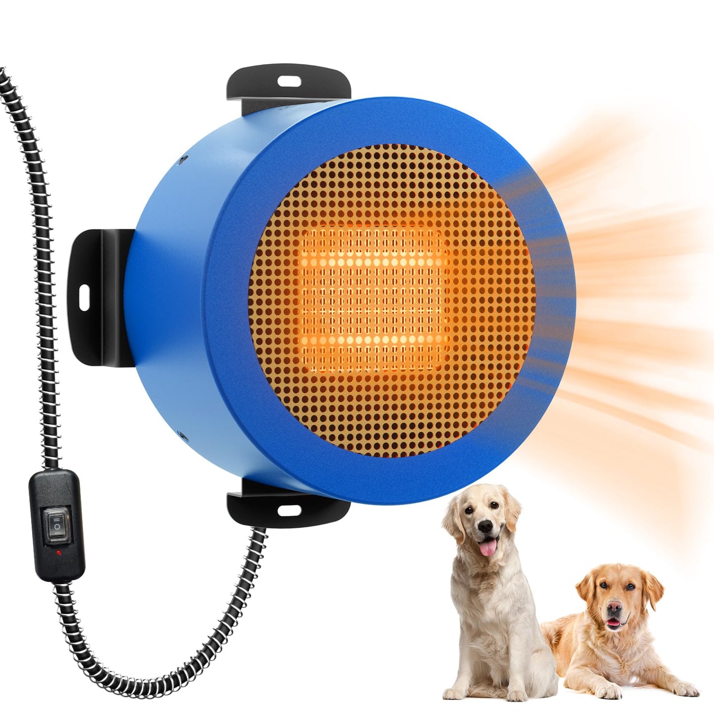TURBRO Neighborhood Dog House Heater 400W, Wall Mount, 10ft Anti Bite Cord, Waterproof Control, Overheat Protection, Electric Warmer for Hound Kennel Cat Cage Chicken Coop, UL Test Passed, Blue
