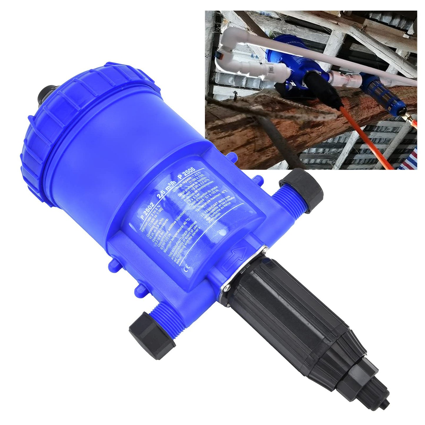 Tuzoo G3/4 to G1 0.2-2% Fertilizer Injector, Chemical Dispenser Drip Irrigation Kit