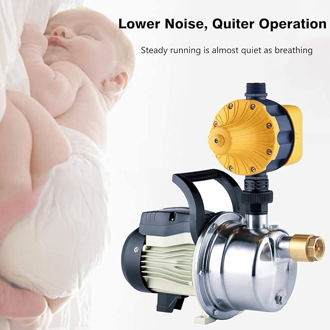 3/4 HP Water Pressure Booster Pump for Home Automatic Water Pump Electric 17 GPM Shallow Well Jet Pump 110v Garden Hose Pressure Booster Pump High Volume Lawn Sprinkler Water Transfer Pump