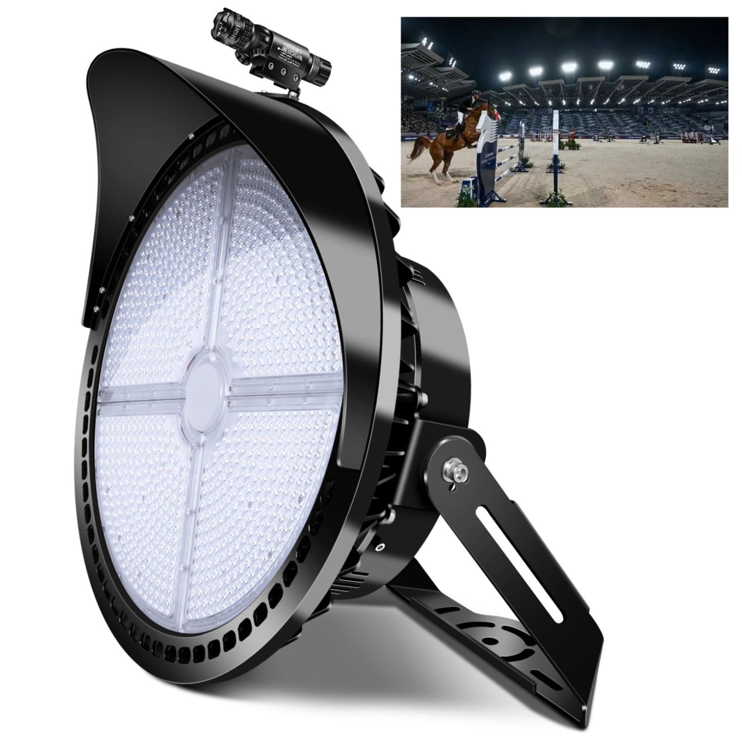 Tomourd Stadium Lights Outdoor LED, 600W Heavy-Duty Sport Court Floodlight Super Bright Commercial Arena Light Daylight IP66 10KV Waterproof Round for High Mast Ideal Large Field Lighting