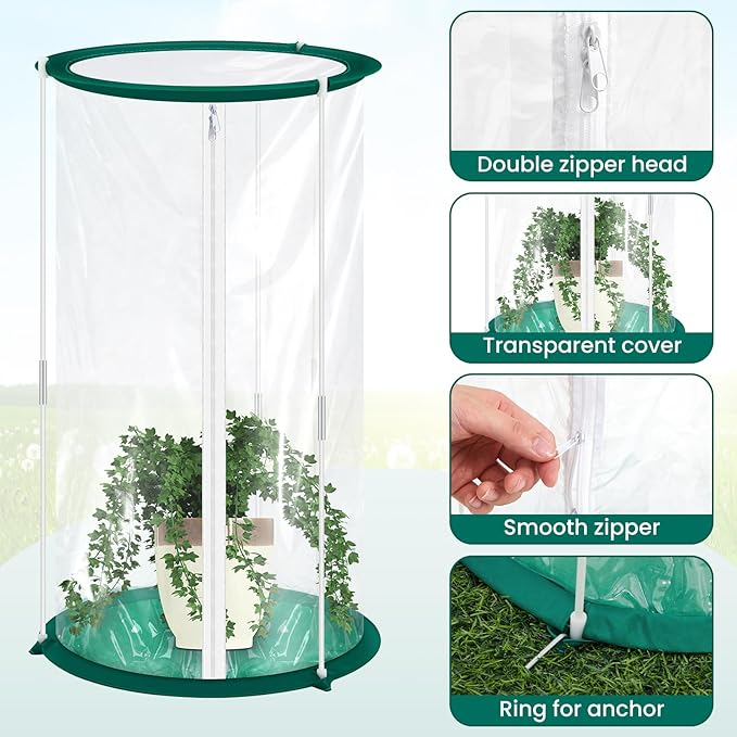 Nuanchu 2 Pieces Mini Greenhouse 19.7 x 10.2 Inch Portable Plant Flowers Mini Cover PVC Clear Greenhouse for Indoor Outdoor Gardening